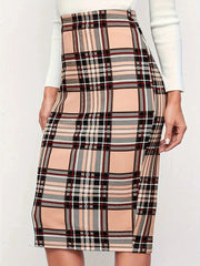 Printed Slim Pencil Pants Chic High Waist Slim Pencil Skirts Elegant Back Zip Up Midi Skirts Mssza