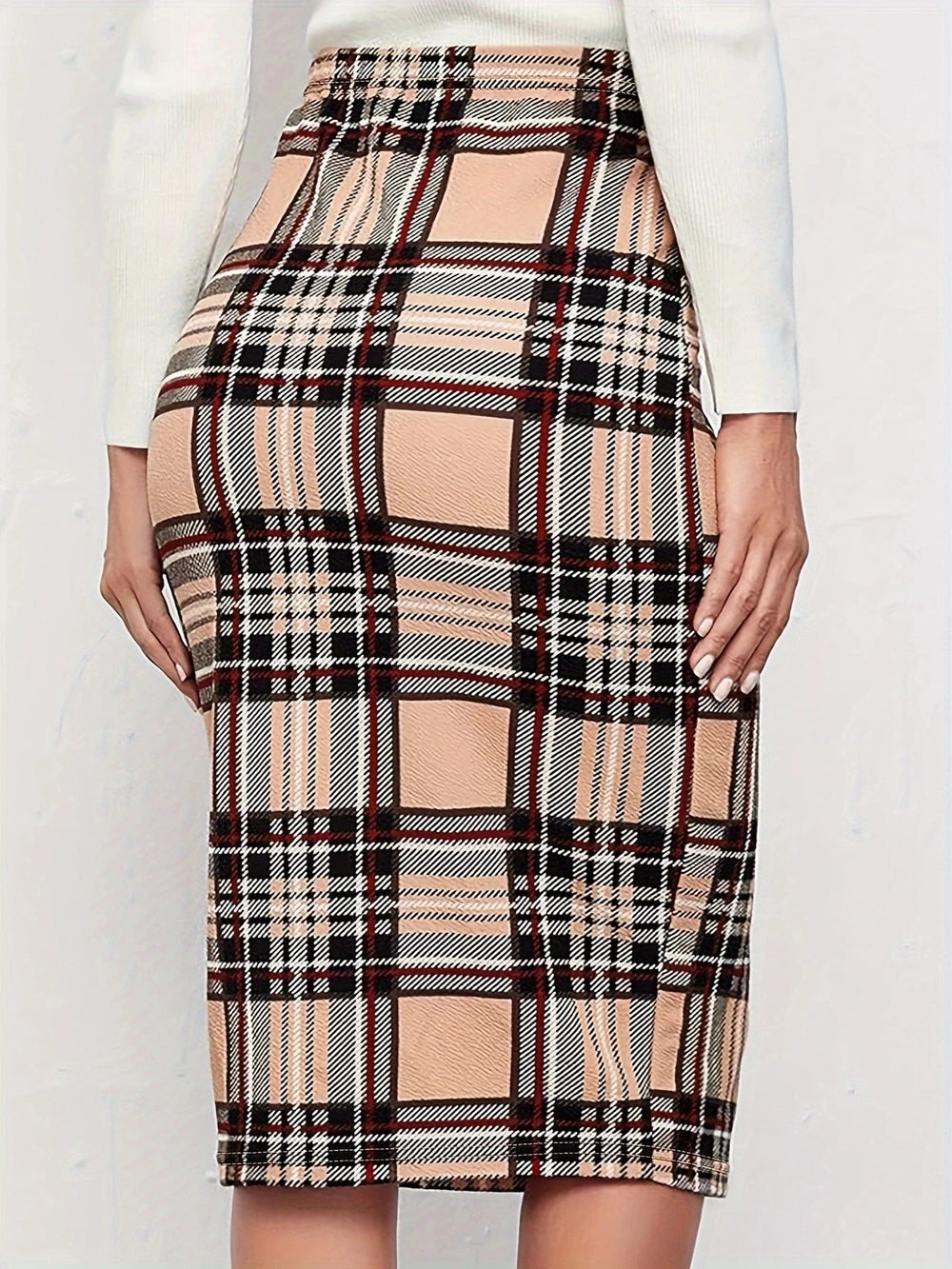 Printed Slim Pencil Pants Chic High Waist Slim Pencil Skirts Elegant Back Zip Up Midi Skirts Mssza