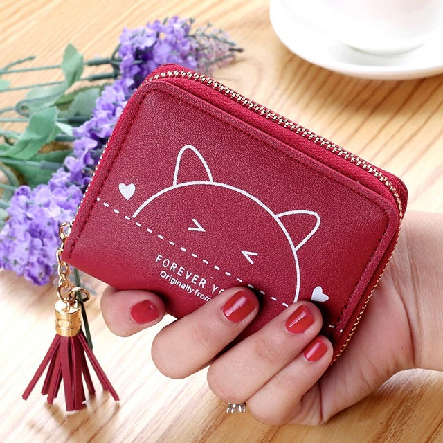 Printed Zipper Mini Tassel Small Short Wallet Mssza
