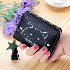 Printed Zipper Mini Tassel Small Short Wallet Mssza