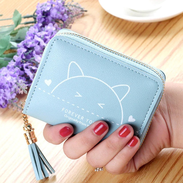 Printed Zipper Mini Tassel Small Short Wallet Mssza
