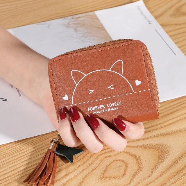 Printed Zipper Mini Tassel Small Short Wallet Mssza
