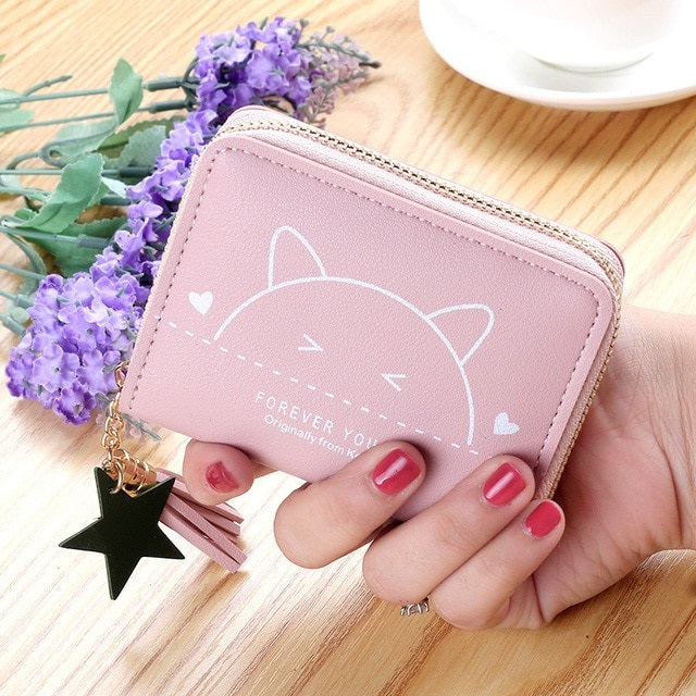 Printed Zipper Mini Tassel Small Short Wallet Mssza
