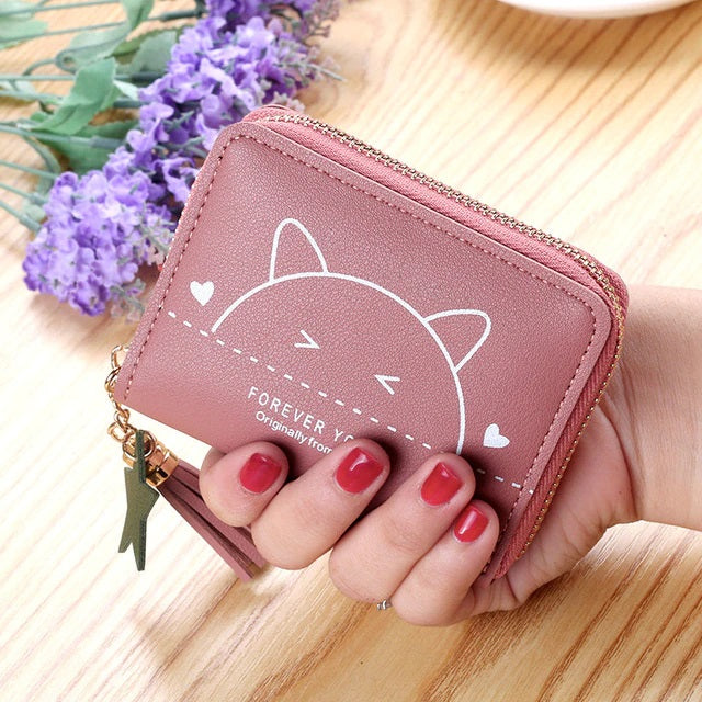 Printed Zipper Mini Tassel Small Short Wallet Mssza