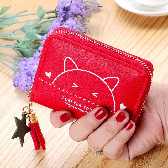 Printed Zipper Mini Tassel Small Short Wallet Mssza