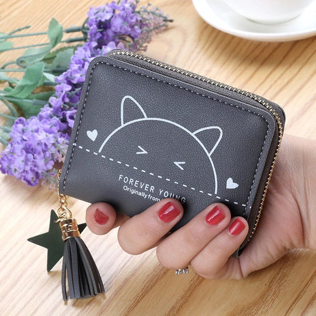 Printed Zipper Mini Tassel Small Short Wallet Mssza