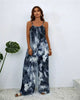 Printing Color Gradient Sleeveless Beach Style Pockets Jumpsuit Mssza