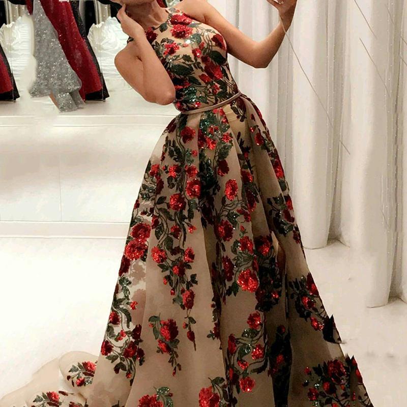 Prom Dresses for Sequin Flower Printed Dress Mssaz Desses