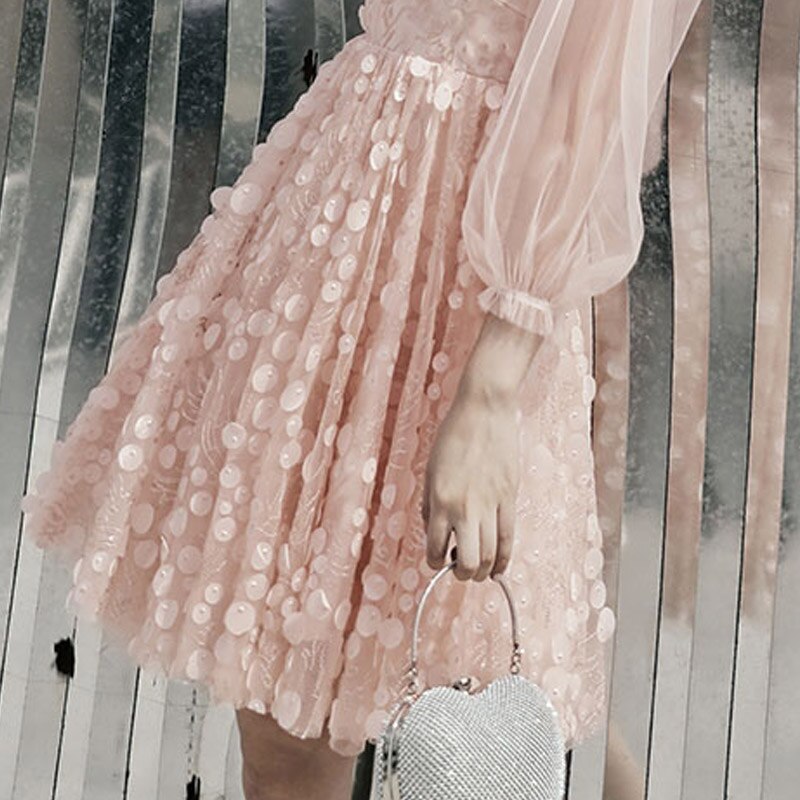Appliques V-Neck Full Sleeves A-Line Prom Gowns Mssaz Desses