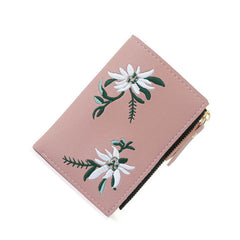 Pu Leather Floral Embroidery Small Coin Purse Mssza