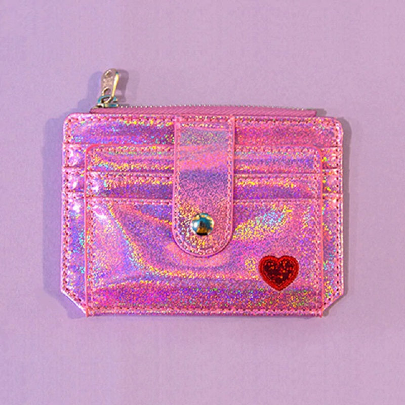 Pu Leather Sequins Slim Credit Card Holder Cash Clip Mini Wallet Mssza
