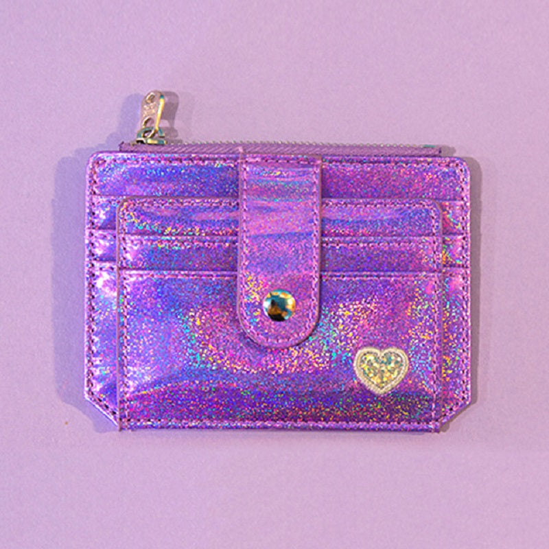 Pu Leather Sequins Slim Credit Card Holder Cash Clip Mini Wallet Mssza