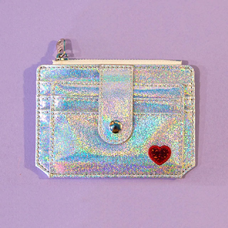 Pu Leather Sequins Slim Credit Card Holder Cash Clip Mini Wallet Mssza
