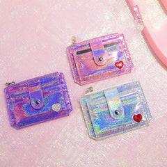 Pu Leather Sequins Slim Credit Card Holder Cash Clip Mini Wallet Mssza