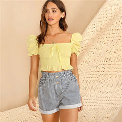 Square Neck Slim Fit Beautiful Boho Blouse Mssza