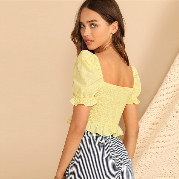 Square Neck Slim Fit Beautiful Boho Blouse Mssza