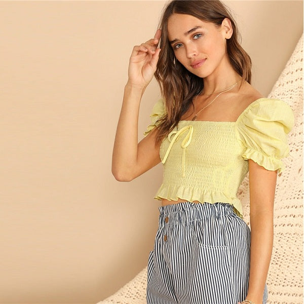Square Neck Slim Fit Beautiful Boho Blouse Mssza
