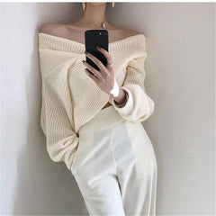 Pullovers V-neck Sweater Knitting Pull Casual Tops Mssza