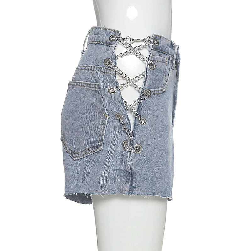 Punk Style Chain Hollow Out Wide-leg Jeans Mssza