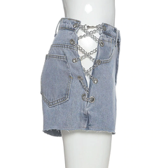 Punk Style Chain Hollow Out Wide-leg Jeans Mssza