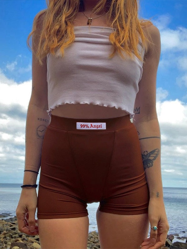 Pure Color High Waist Short Yoga Pants Mssza