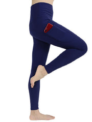 Pure Color High Wiast Skinny Leggings With Pockets Mssza