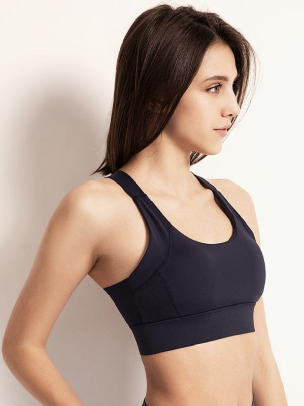 Pure Color U neck Cropped Yoga Tanks Mssza
