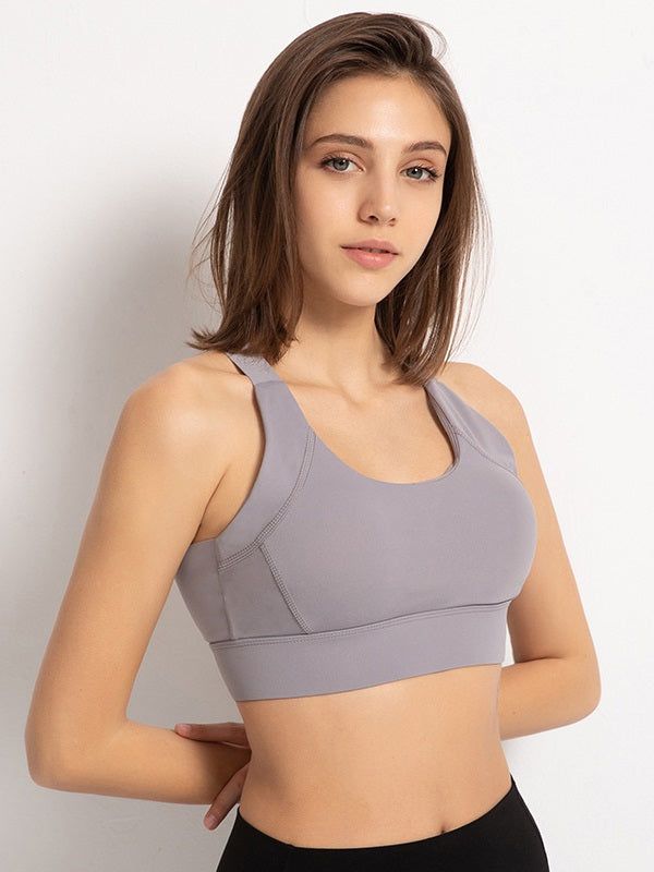 Pure Color U neck Cropped Yoga Tanks Mssza