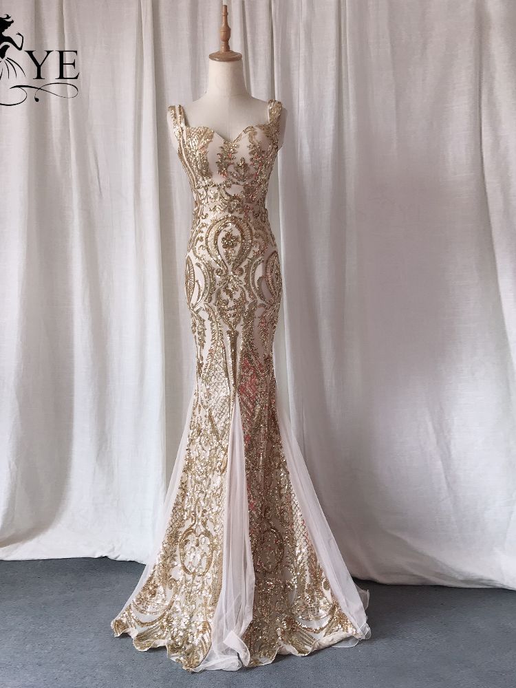 Mermaid Long Prom Gown Gold Evening Dresses Mssaz Desses
