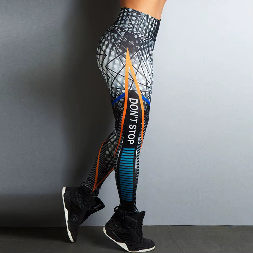 Quick Dry High Elastic Digital Printing Letters Sports Yoga Fitness Leggings Mssza