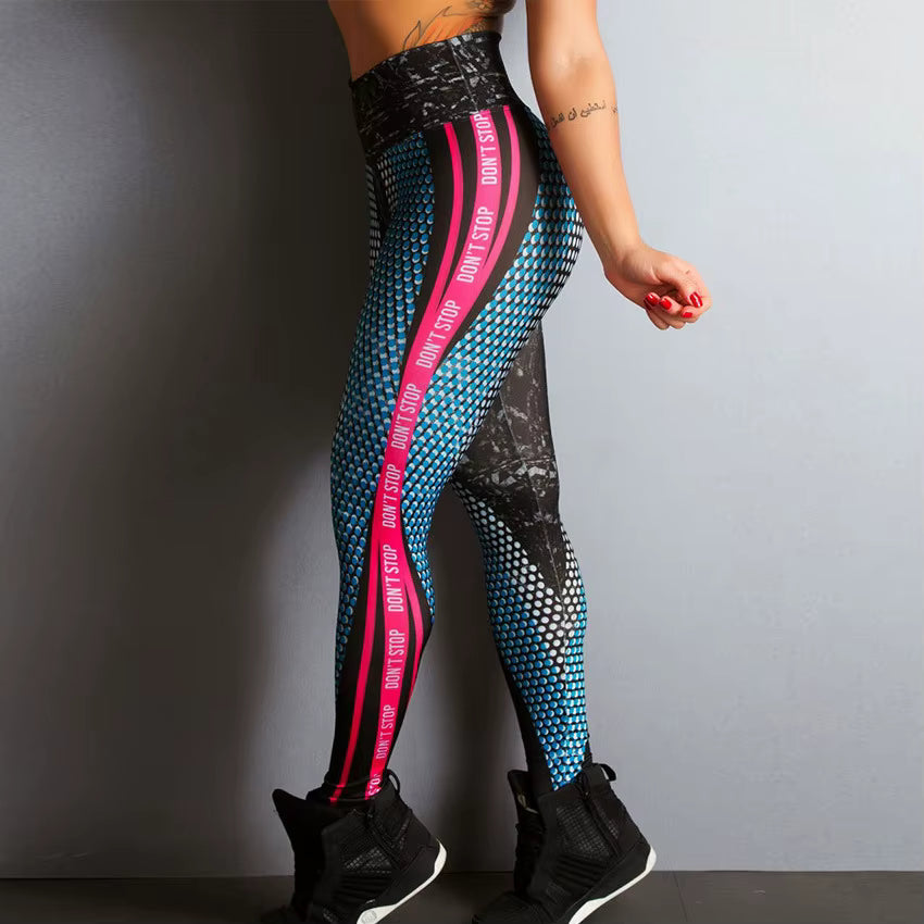 Quick Dry High Elastic Digital Printing Letters Sports Yoga Fitness Leggings Mssza