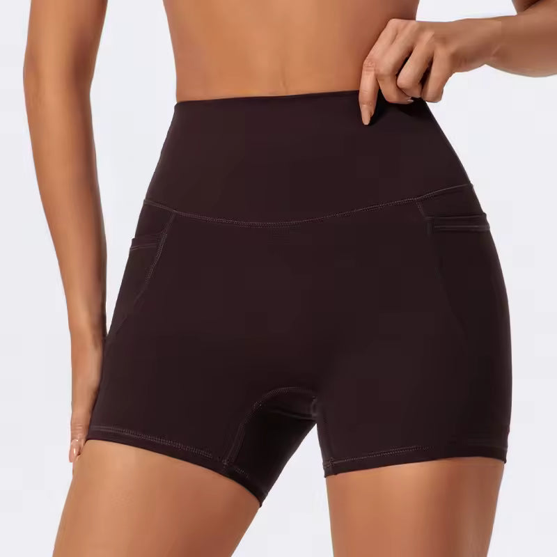 Quick-Dry Yoga With Pockets Workout High Waist Shorts Mssza