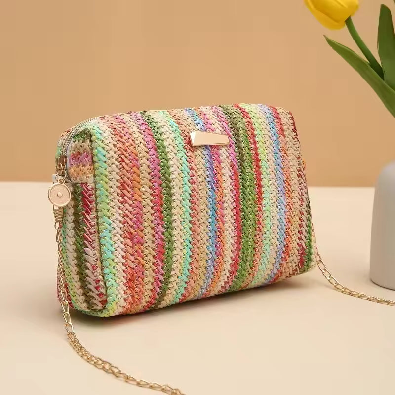 Rattan Knitting Straw Beach Chain Small Shoulder Crossbody Bags Mssza