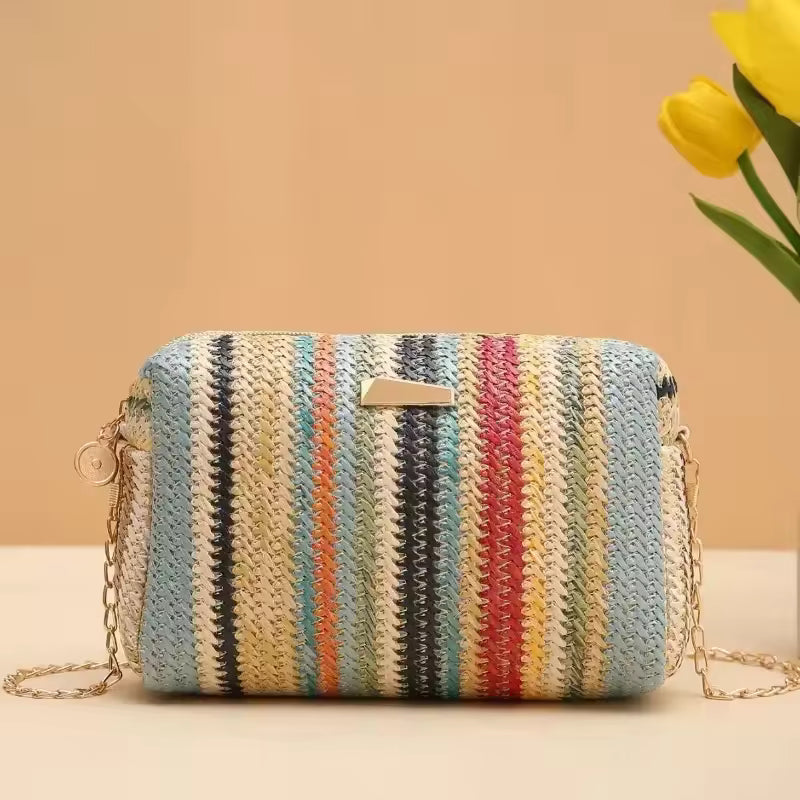 Rattan Knitting Straw Beach Chain Small Shoulder Crossbody Bags Mssza