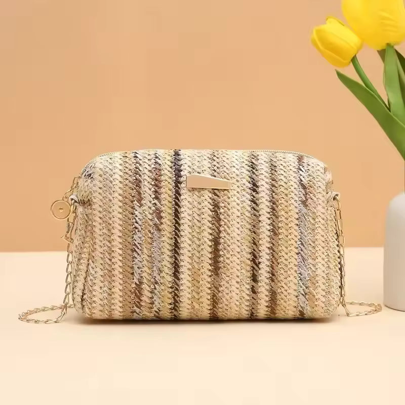Rattan Knitting Straw Beach Chain Small Shoulder Crossbody Bags Mssza