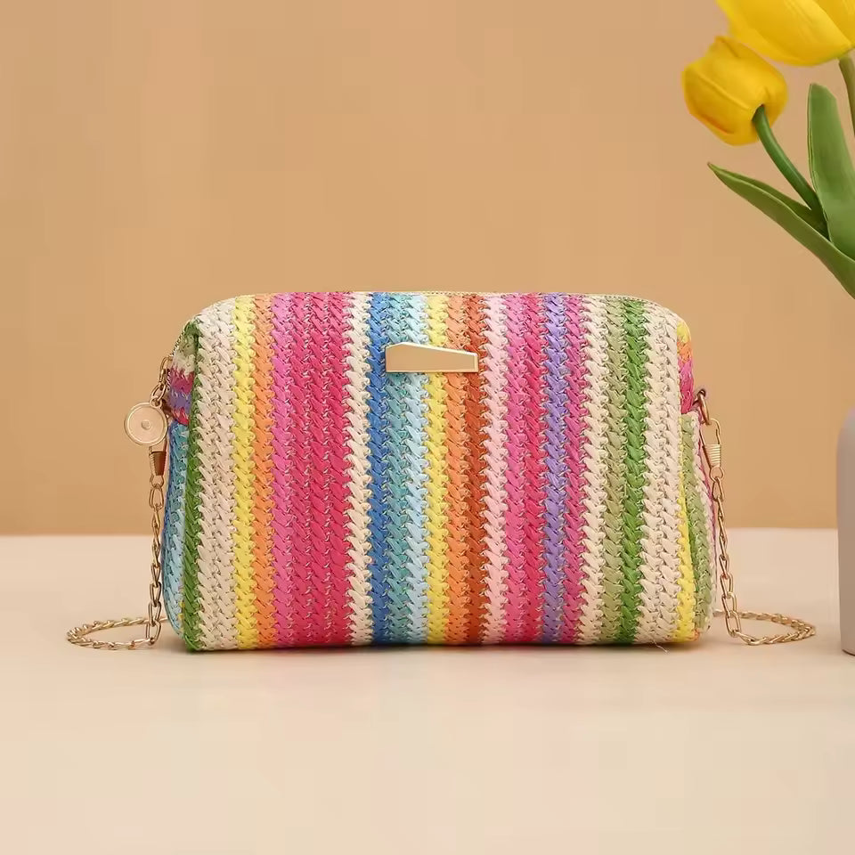 Rattan Knitting Straw Beach Chain Small Shoulder Crossbody Bags Mssza