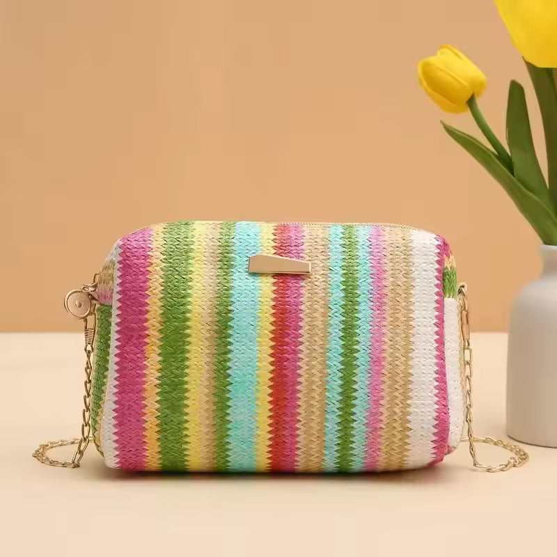 Rattan Knitting Straw Beach Chain Small Shoulder Crossbody Bags Mssza