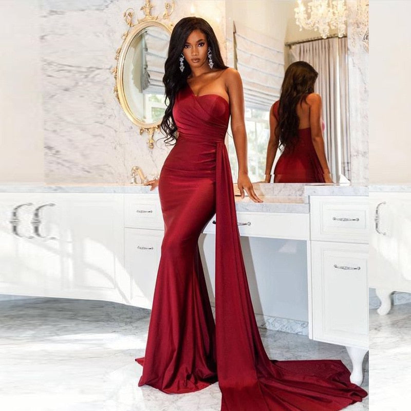 Red Prom Dresses For Off Shoulder Solid Evening Party Dresses Mssaz Desses