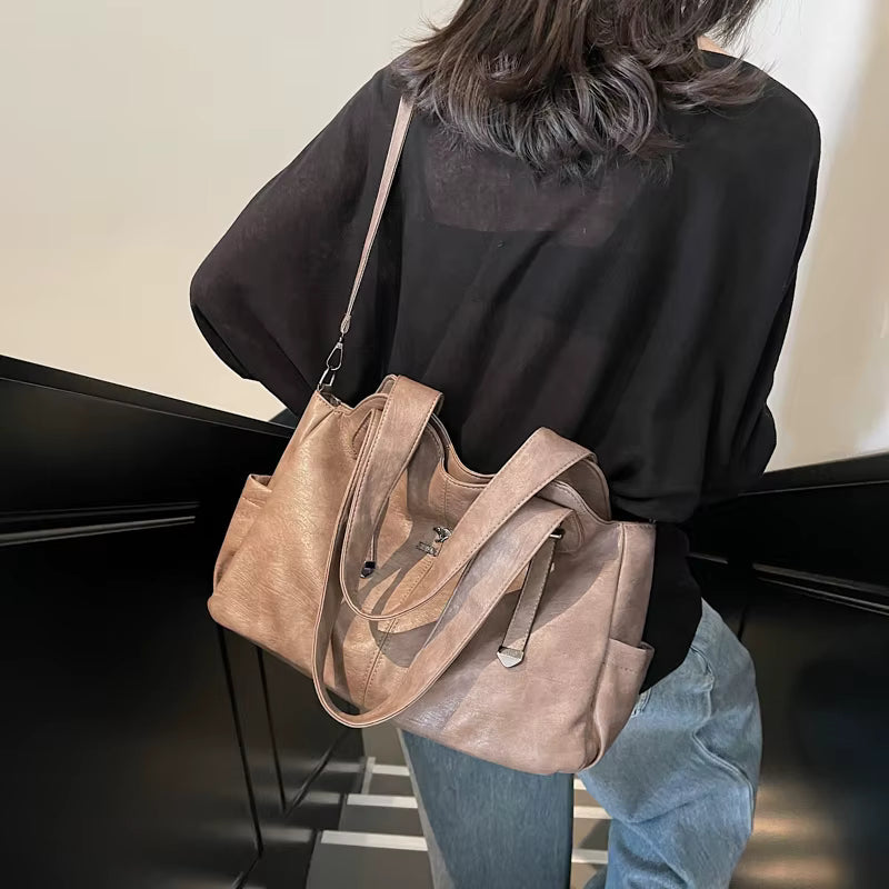 Retro Color High Quality Soft Leather Cross-body Travel Handbag Mssza