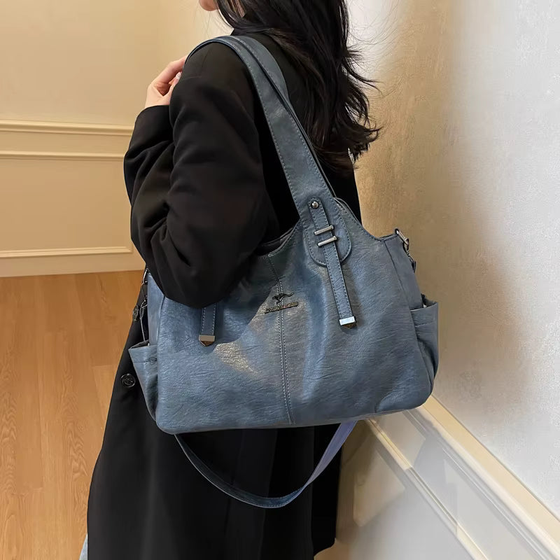 Retro Color High Quality Soft Leather Cross-body Travel Handbag Mssza