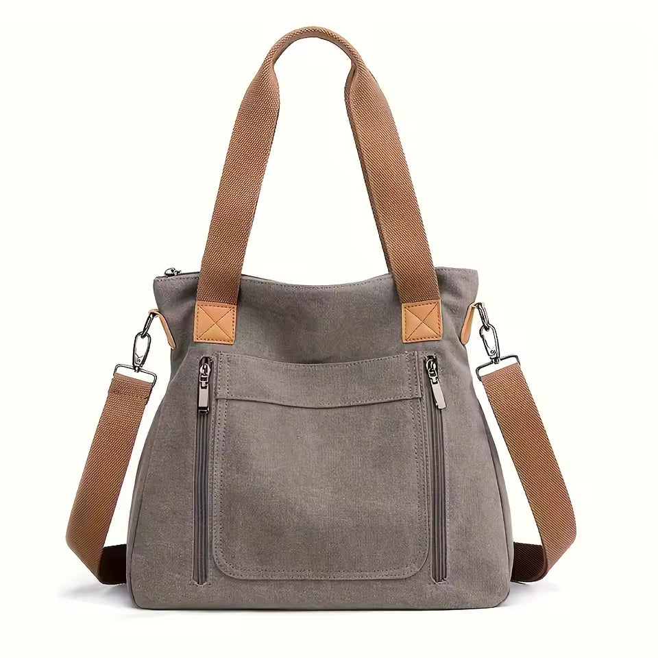 Retro Commuter Campus Canvas Bulk Capacity Casual Practicality Shoulder Bag Mssza