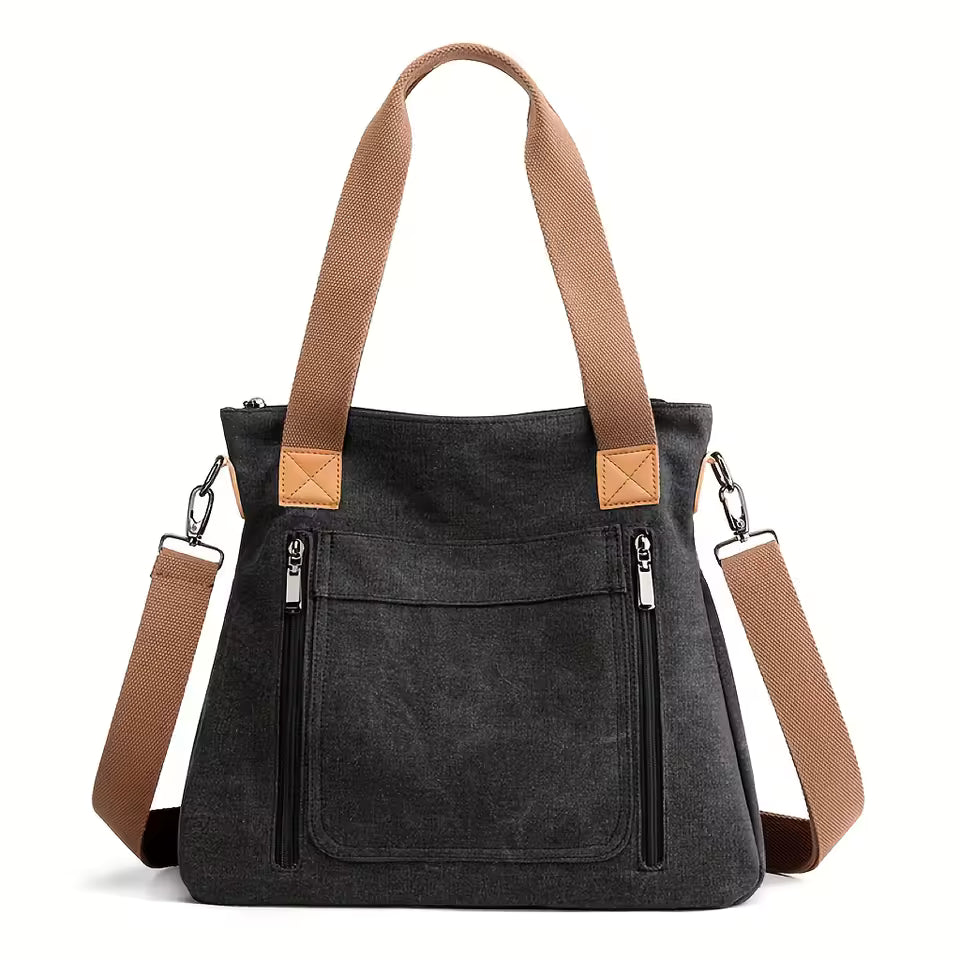 Retro Commuter Campus Canvas Bulk Capacity Casual Practicality Shoulder Bag Mssza