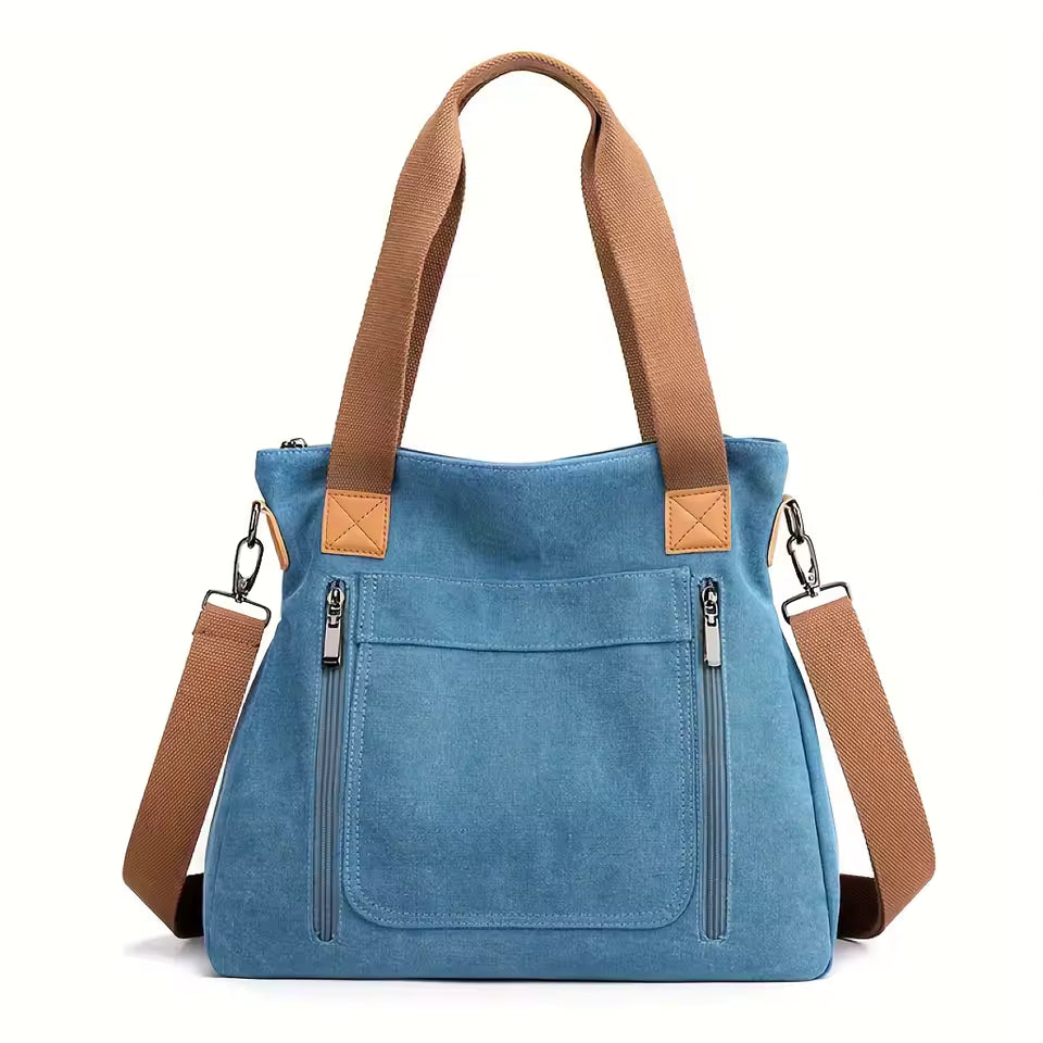 Retro Commuter Campus Canvas Bulk Capacity Casual Practicality Shoulder Bag Mssza