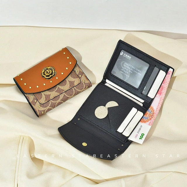 Retro Contrast Color Multi-Functional Short Wallet Mssza