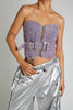 Retro Denim Tube Zipper Front Belted Streetwear Slim Tank Tops Mssza