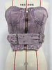 Retro Denim Tube Zipper Front Belted Streetwear Slim Tank Tops Mssza