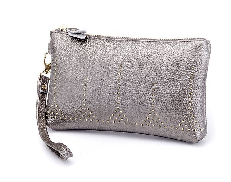 Retro Envelope Clutch Women PU Leather Clutch Bag Lady Rivet Punk Handbag Mssza