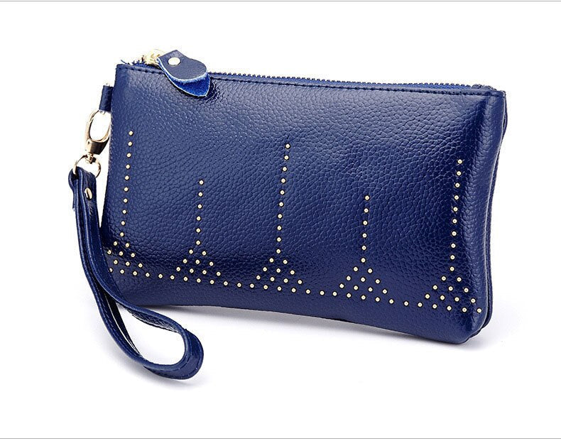 Retro Envelope Clutch Women PU Leather Clutch Bag Lady Rivet Punk Handbag Mssza
