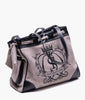 Retro Flower Letter Print Crown Embroidered Large Capacity Tote Vintage Handbag Mssza