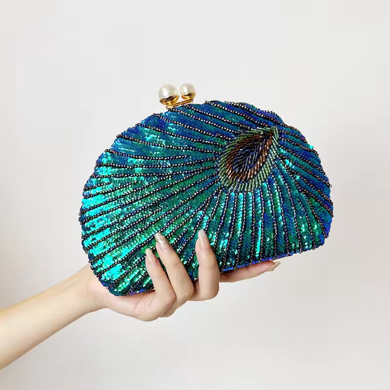 Retro Heavy Craft Beaded Embroidery Evening Wear Portable Dinner Clutch Bag Mssza